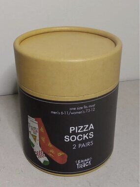 Laugh Track Adults Pizza Socks Canister 2 Pairs - NWT